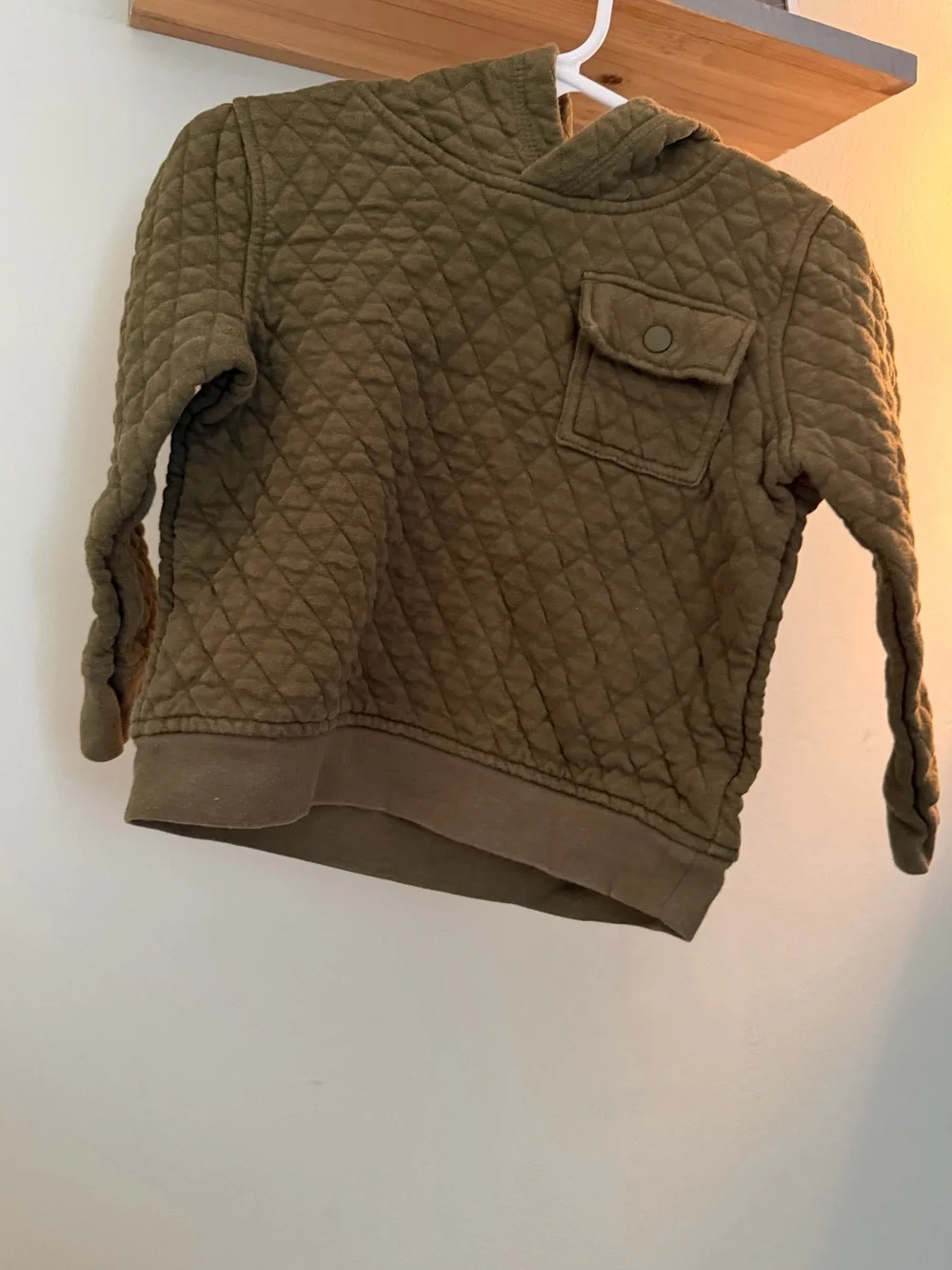 Old Navy Quilted Hoodie in Olive Green